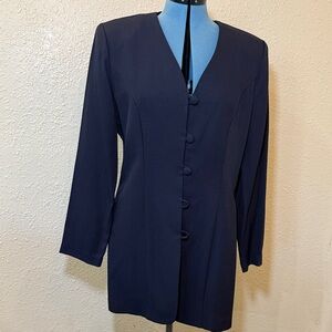 Women's Tailored Navy Long Blazer Jacket